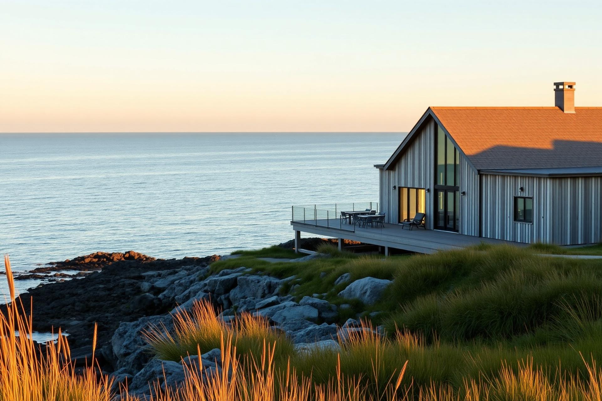 Coastal cedar-shingled home overlooking the Atlantic near Halifax, Nova Scotia